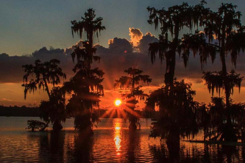 Louisiana Sunset Over Water