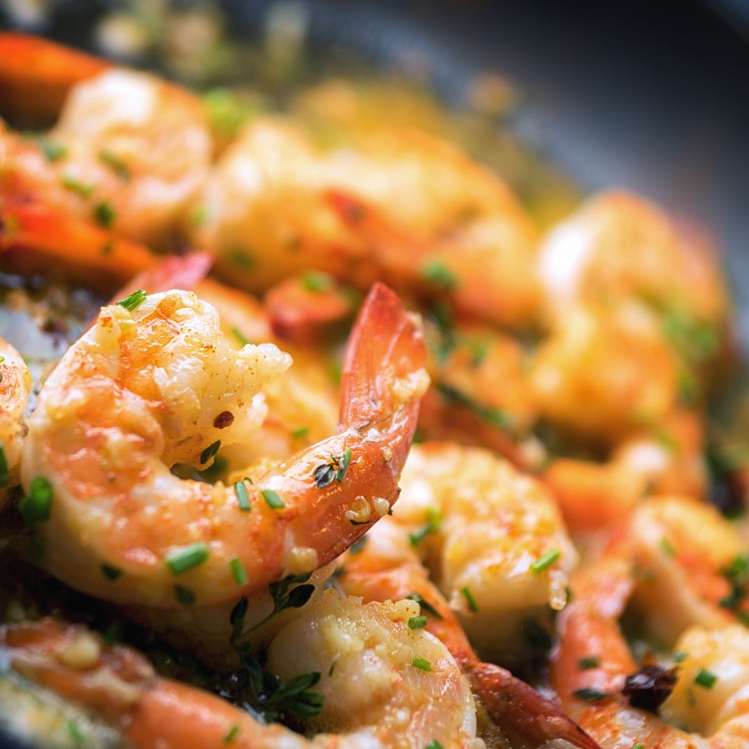 plate full of cooked shrimp