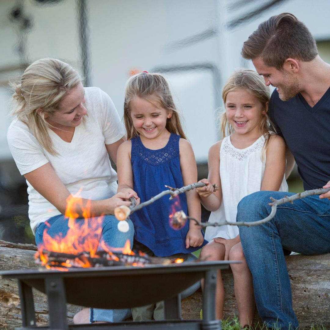 family roasting marshmallows