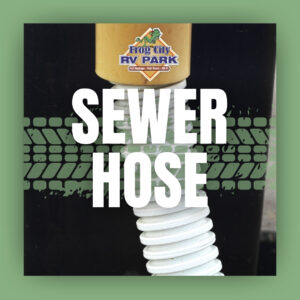 sewer hose screwed into an RV